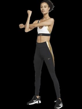 Nike Women's Black & Gold High-Waist Leggings